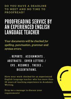 Proofreading Services By English Language Teacher Services Others On Carousell