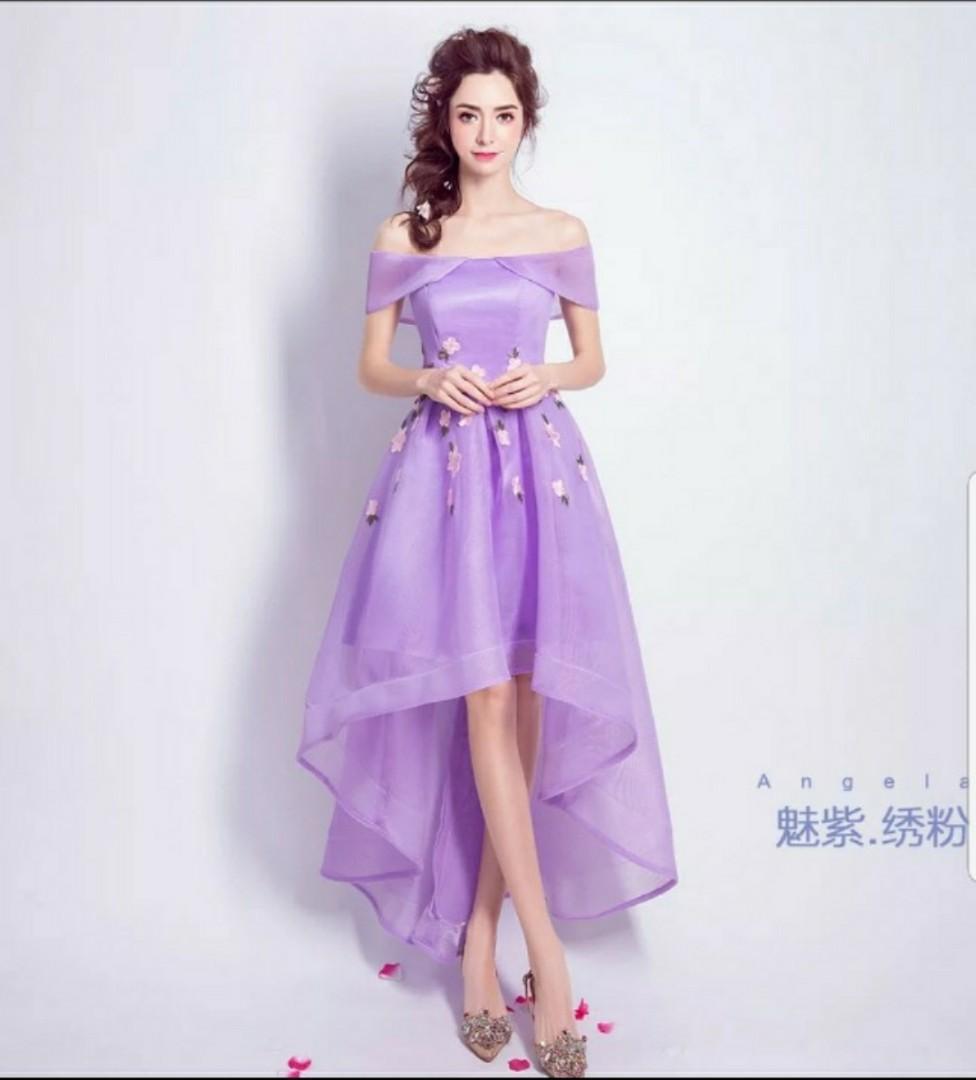 Purple high low outlet formal dresses
