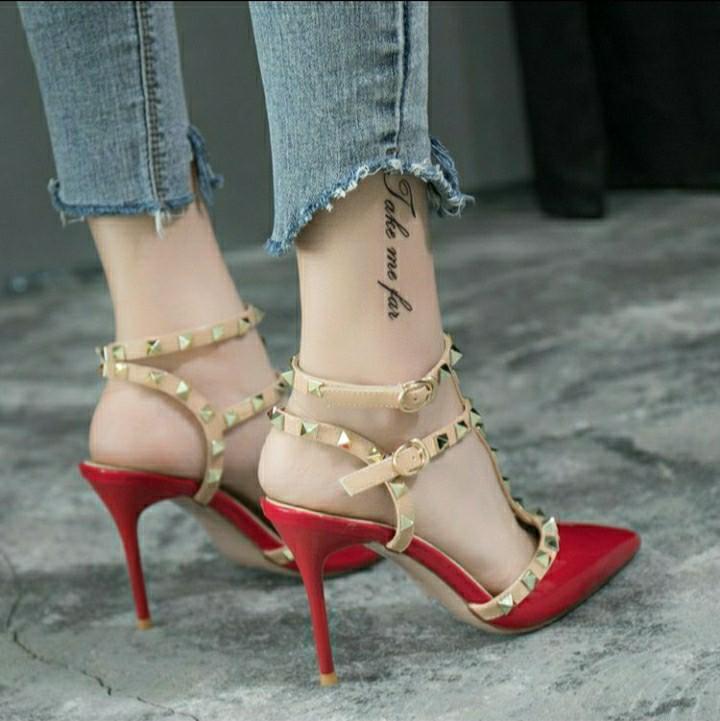 Red best sale stud heels