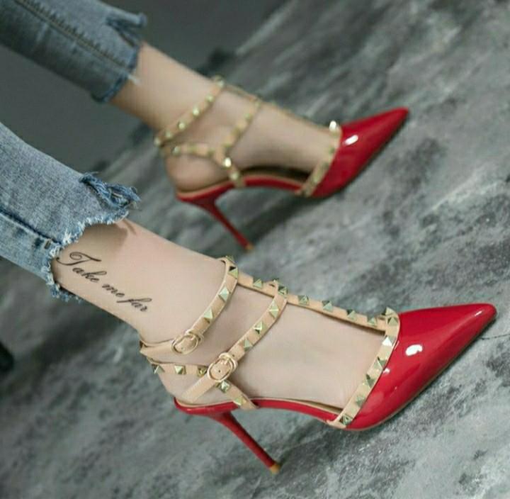heels with studded straps