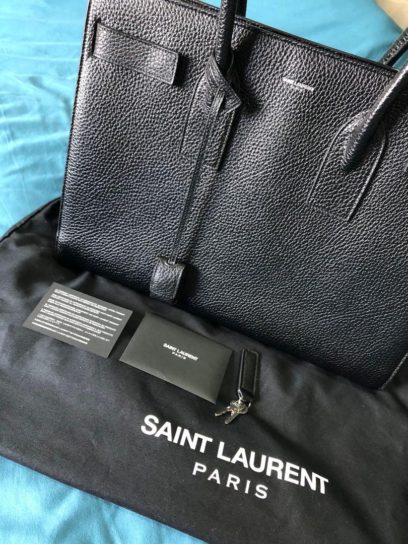Saint Laurent Shin Large Sac De Jour Souple Grained Leather Rare Mint