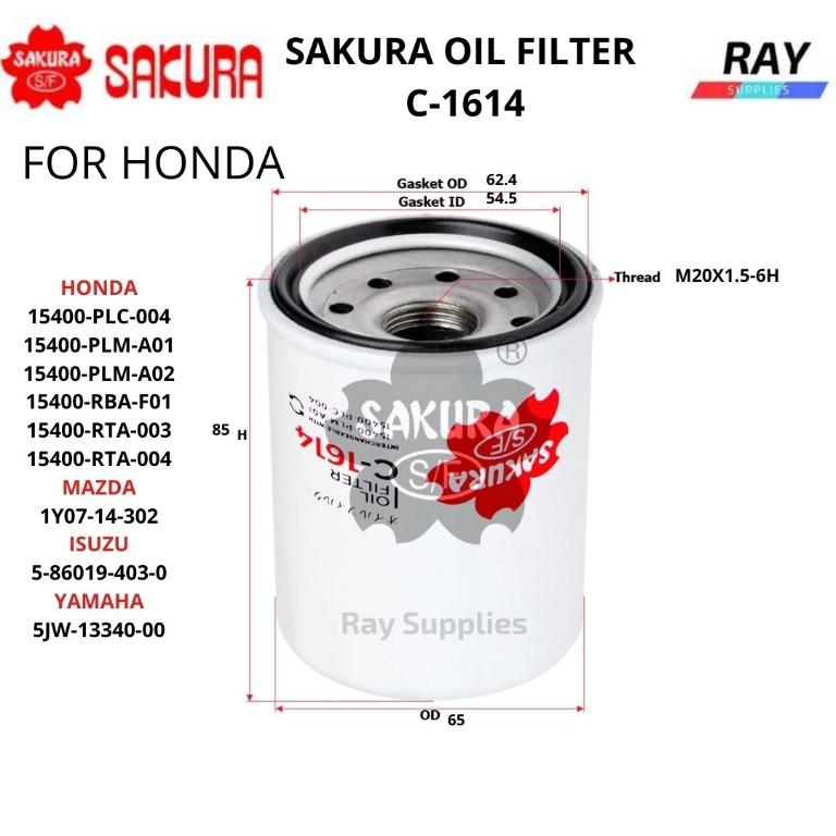 Sakura Oil Filter C 1614 C1614 Honda Plc 004 H1540 Rta 505 Suitable For Honda Mazda Isuzu Yamaha Motorbike 5jw 00 Car Accessories Accessories On Carousell