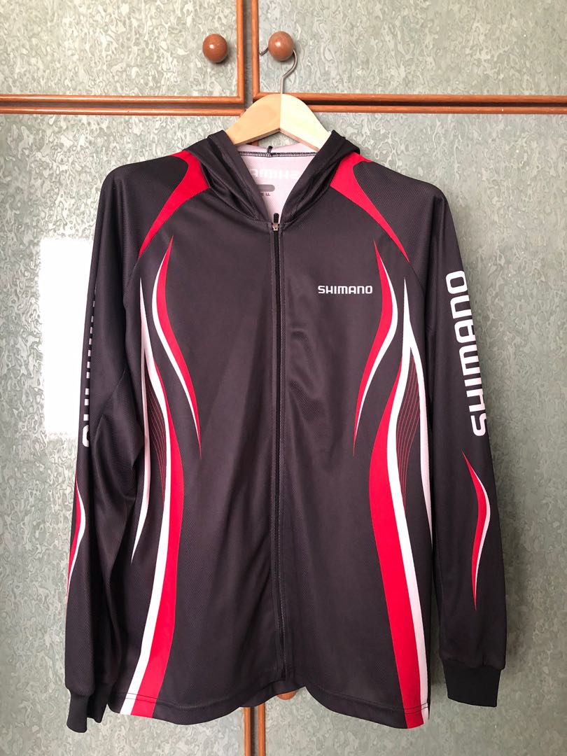 Shimano fishing jersey with hoodie, Sports Equipment, Fishing on Carousell