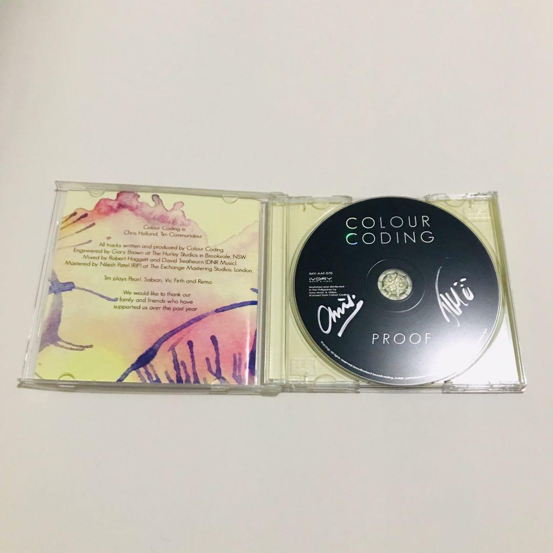 Signed Colour Coding Proof CD Album (Category: CDs & DVDs) located in Paranaque City. Submitted by decluttering.diva (Listing ID 1032058151, Image 2). Description: Colour Coding: Proof CD Album - signed by the artists - used/like new except for the storage marks, part of my CD collection.