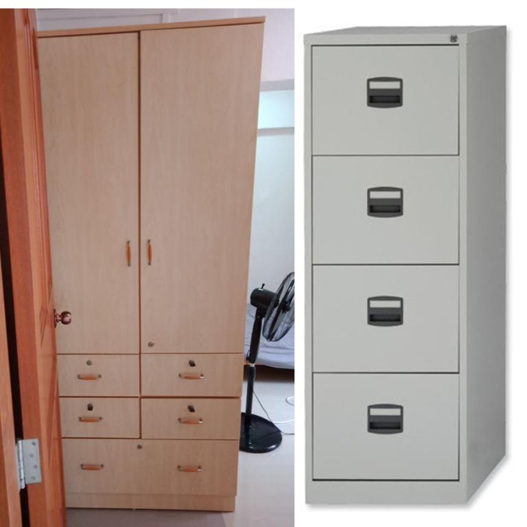 Solid Wood Wardrobe Cupboard With 2 Doors And 5 Drawers 4 Drawer Steel Filing Cabinets With Label Holders And Lock Solid Wood Cabinet With 3 Lockable Drawers And Castors Furniture Shelves Drawers On Carousell