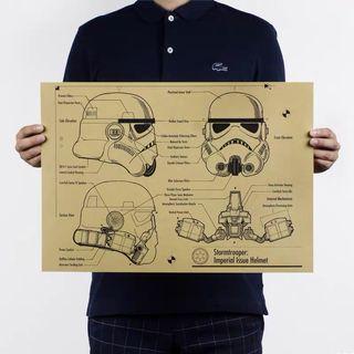 Star Wars Movie Poster Stormtrooper Imperial Issue Helmet Breakdown Poster Vintage Kraft Wall Decoration Craft Paper
