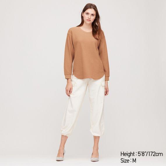 UNIQLO Women Waffle Oversized Crew Neck 