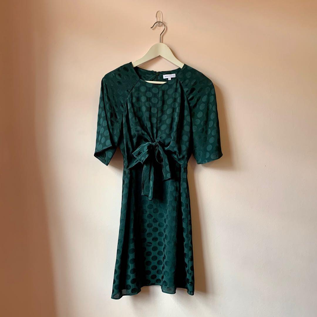 Warehouse Green Polka Dot Dress