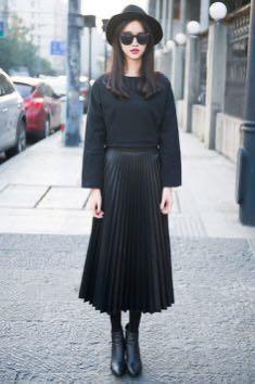 zara black midi skirt