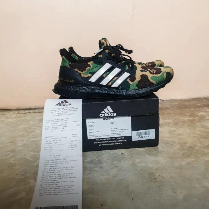 Adidas ultra boost ub bape green camo Fesyen Pria Sepatu