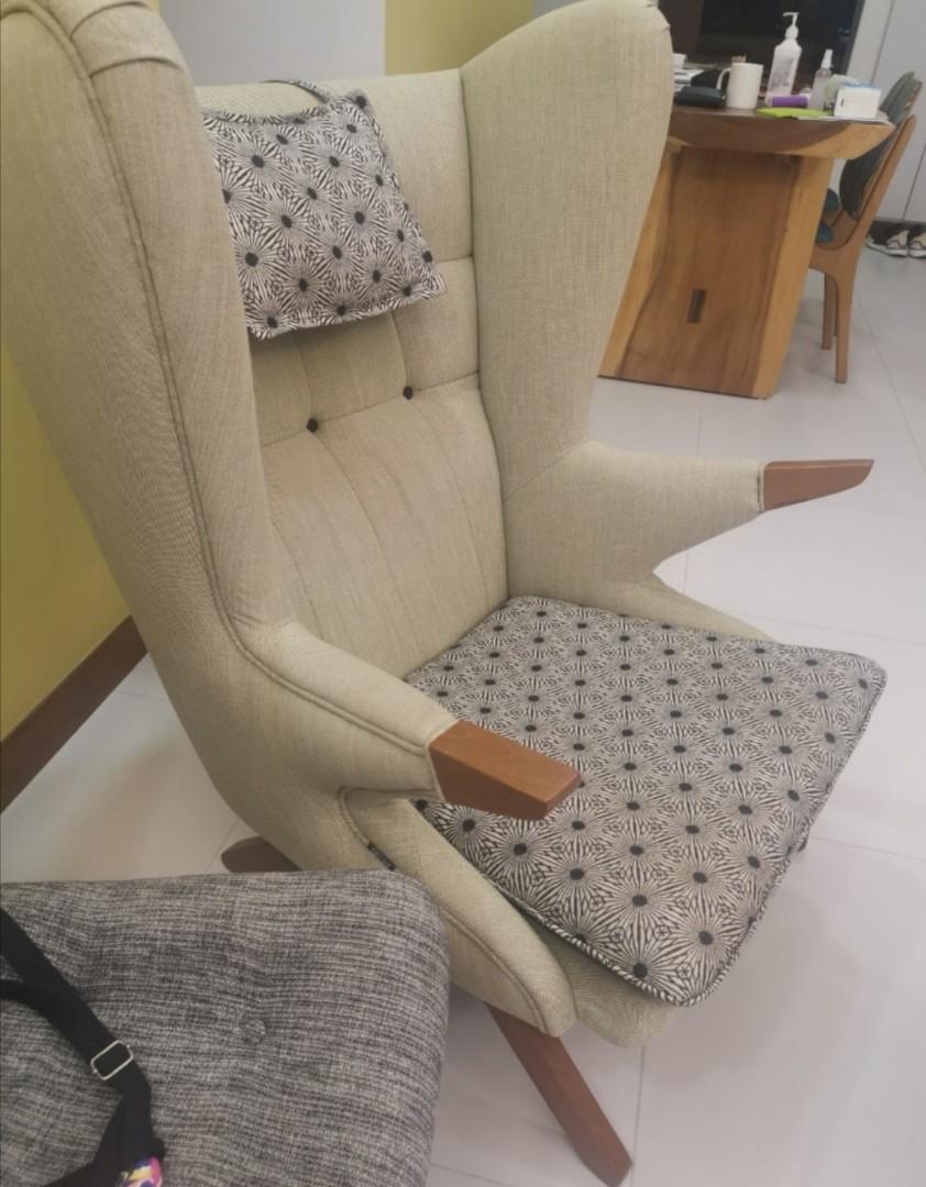 Arm Chair + Leg Rest (Teak Wood), Furniture & Home Living, Furniture, Chairs on Carousell