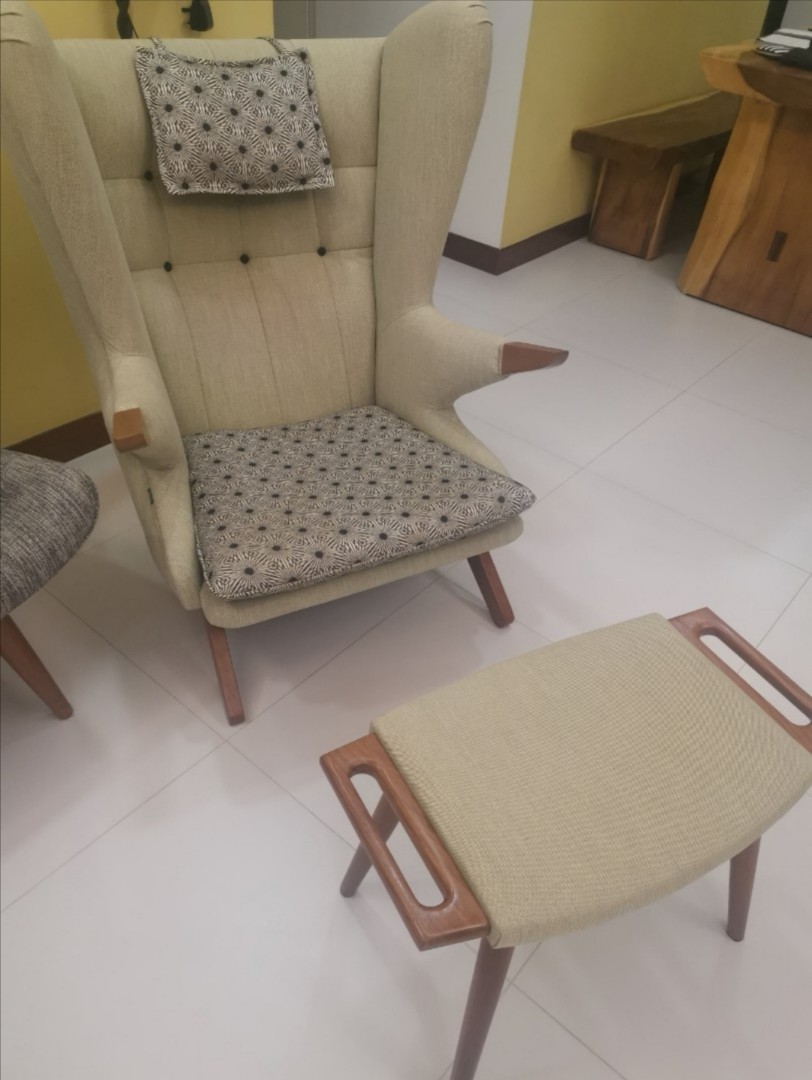 Arm Chair + Leg Rest (Teak Wood), Furniture & Home Living, Furniture, Chairs on Carousell