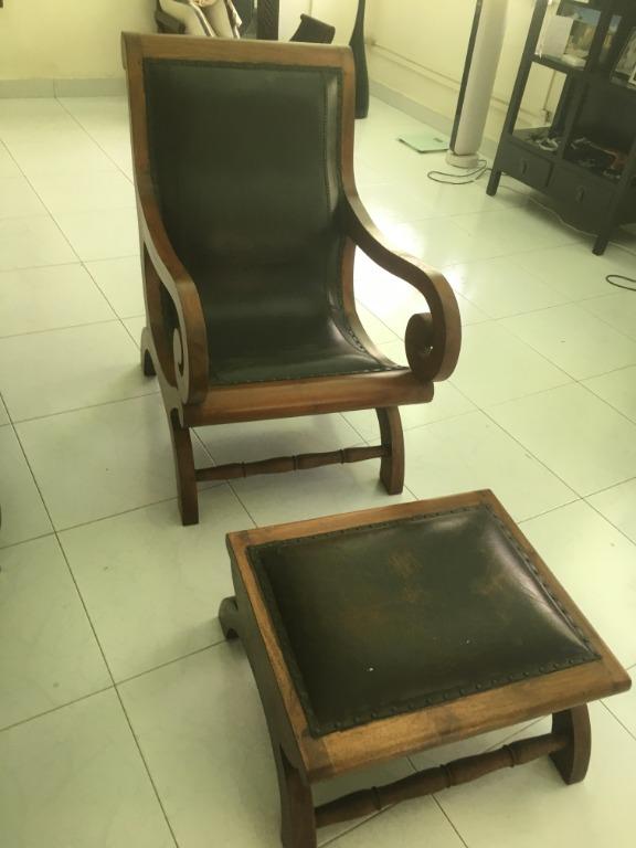 Beautiful Wood Leather Chair Foot Stool Furniture Tables Chairs On Carousell Wood slats, often seen on outdoor chairs. carousell