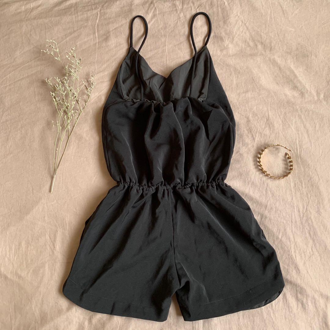 black spaghetti strap romper