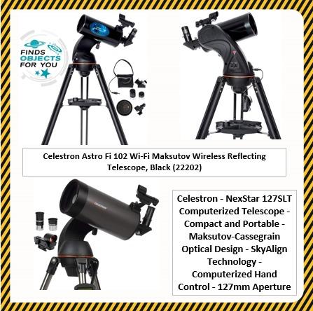 Celestron Astro Fi 102 Wi-Fi Maksutov Wireless Reflecting Telescope, Black  (22202) // Celestron - NexStar 127SLT Computerized Telescope - Compact and  Portable - Maksutov-Cassegrain Optical Design - Computerized Hand Control -  127mm Aperture, Everything ...