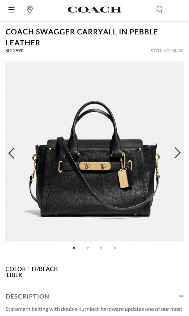 Coach swagger carryall clearance in nubuck pebble leather