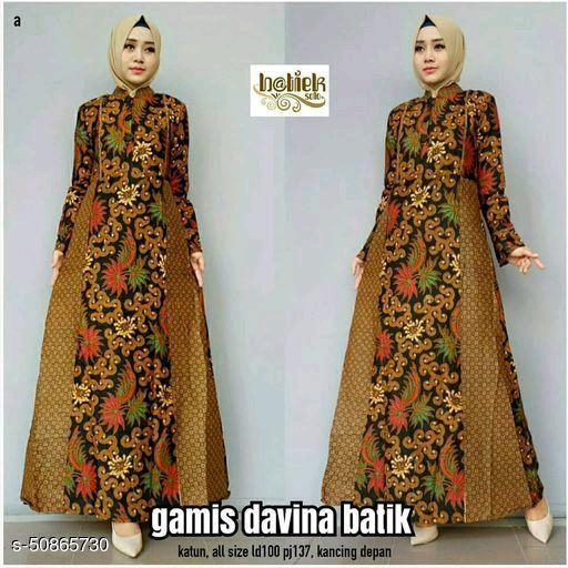 Gamis Batik Prima Batik Kombinasi 25 Brown Bayar Di Tempat Fesyen Wanita Pakaian Wanita Gaun Rok Di Carousell