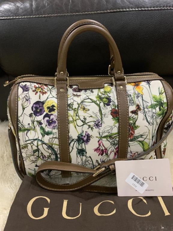 gucci floral boston bag