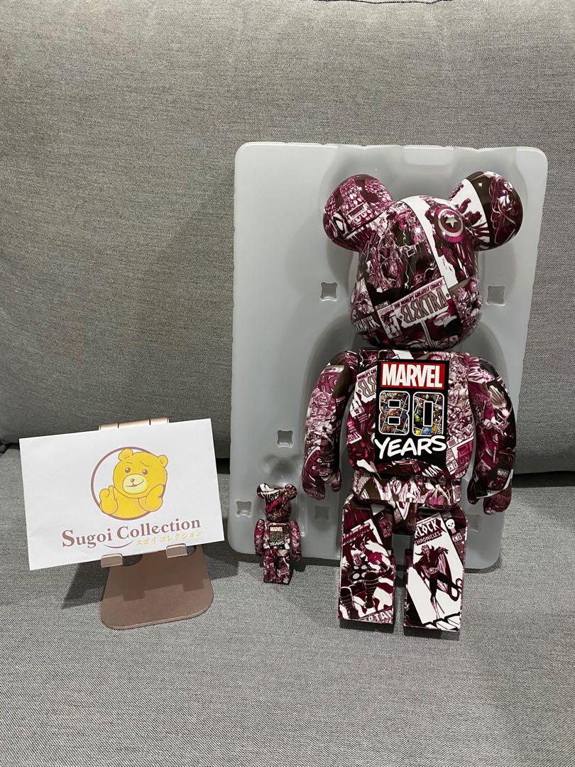 Bearbrick MARVEL 80TH ANNIVERSARY 100% & 400% Set Red