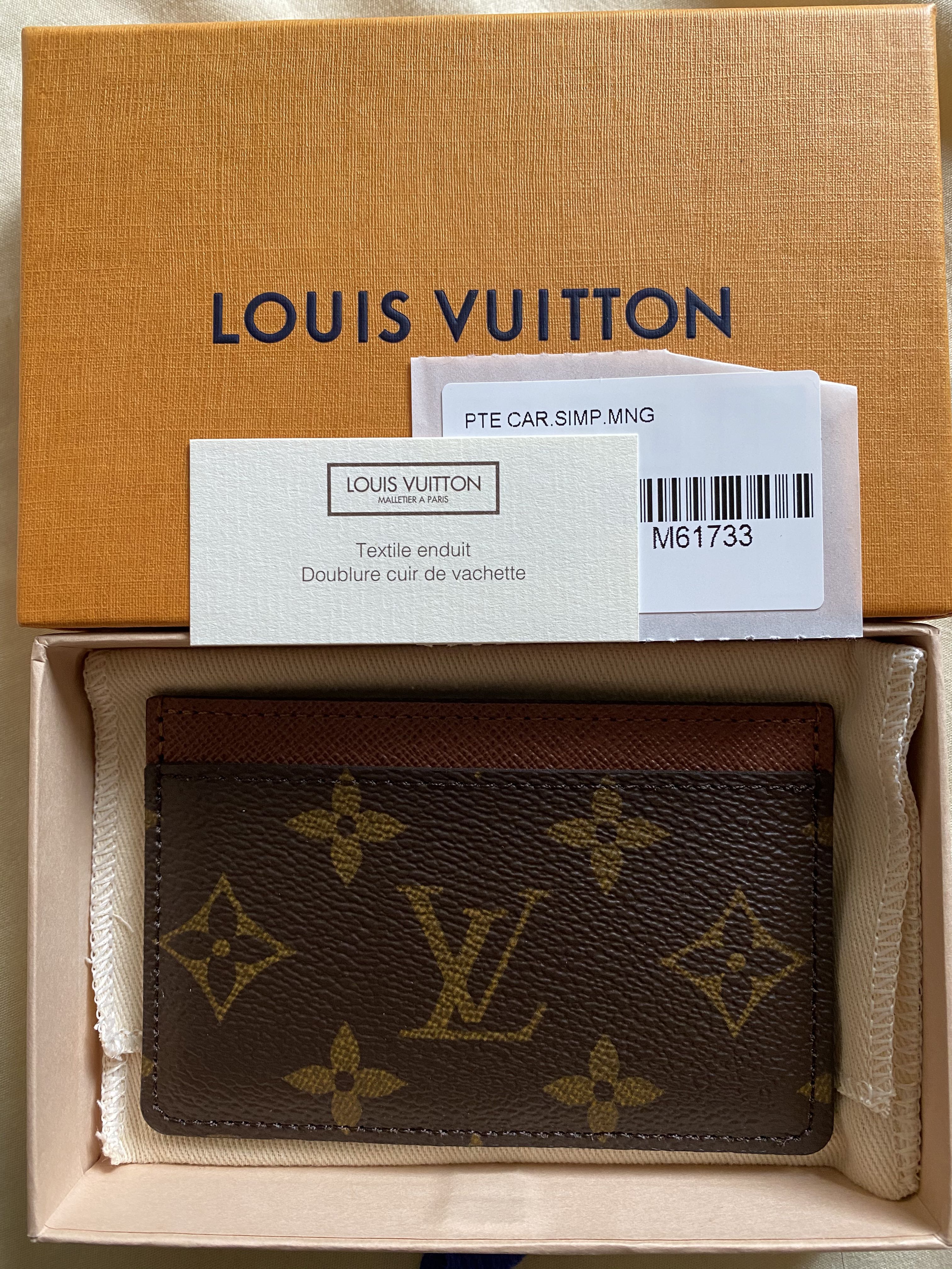 Authentic LOUIS VUITTON Porte Cartes Simple Card Holder M61733 Monogram  #1060057