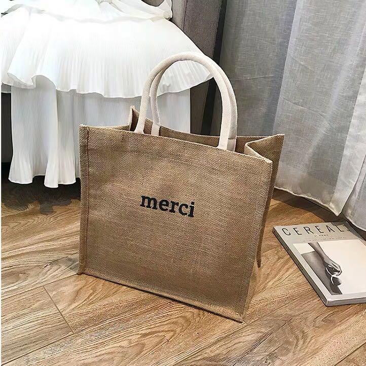Merci Black Tote Bag in Canvas, Women's Fashion, Bags & Wallets, Tote Bags  on Carousell