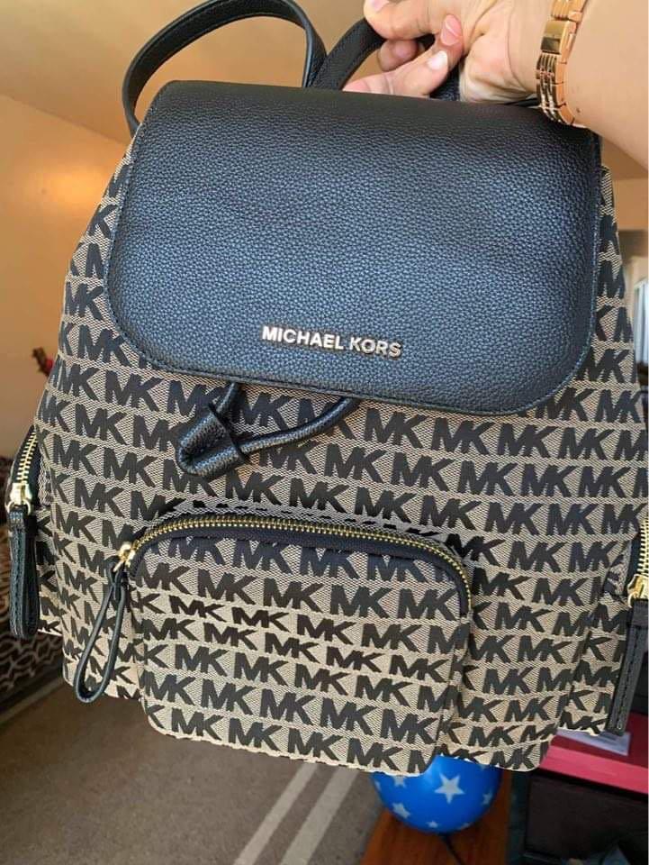 Michael Kors ABBEY CARGO PVC Backpack BRNACORN 35T9GAYB7B847   AllGlitters