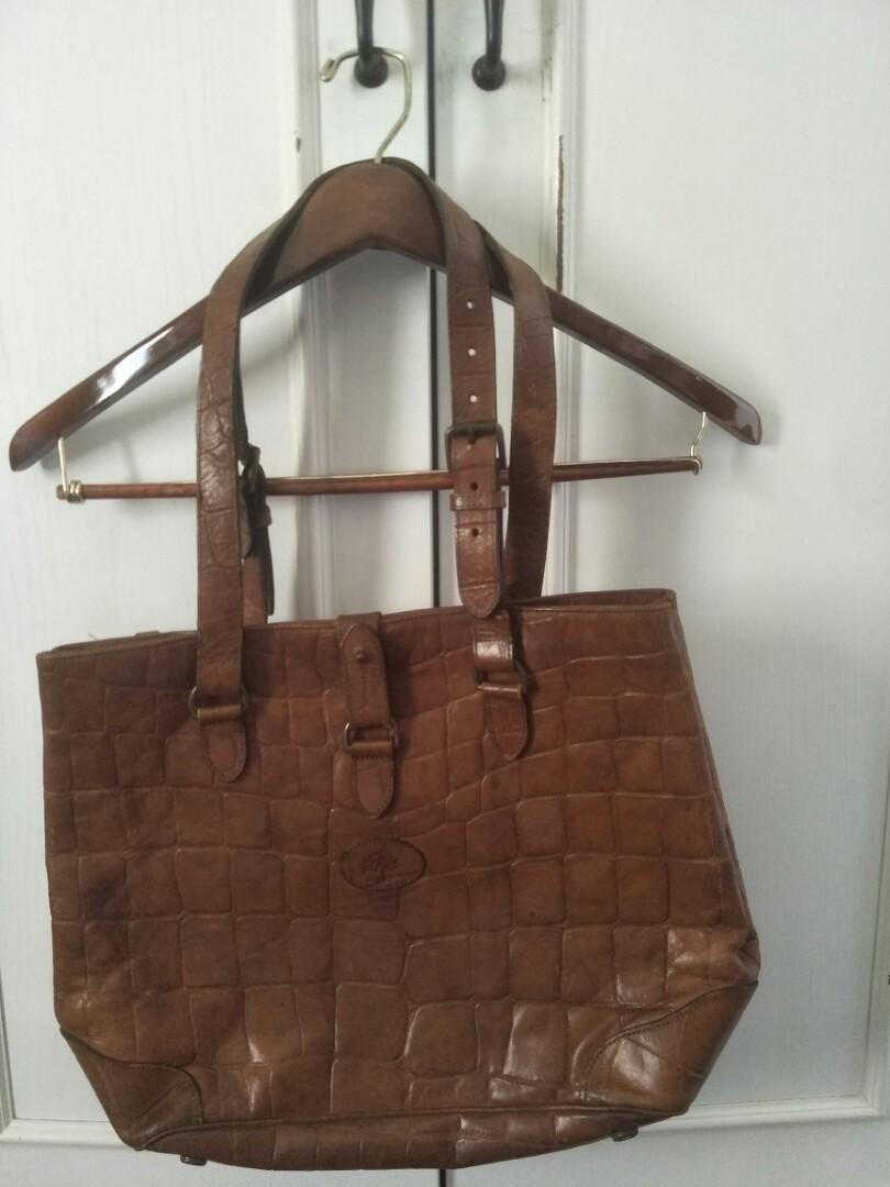 mulberry leather tote bag