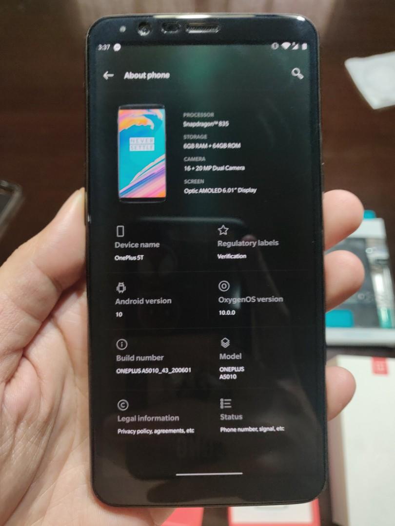 OnePlus 5T 6gb/64gb (Category: Android Others) located in Quezon City. Submitted by romecarag (Listing ID 1032186643, Image 2). Description: Selling my pre-loved OnePlus 5T. Used but not abused. Smoothness: 98% Tempered since day 1 With installed carbon fiber skin protector at the back With 5 free cases, tempered glass and additional carbon fiber skin protector RFS: extra phone and need funds If interested just text me: 0 9 1 6 4 8 1 6 7 5 5 Meet