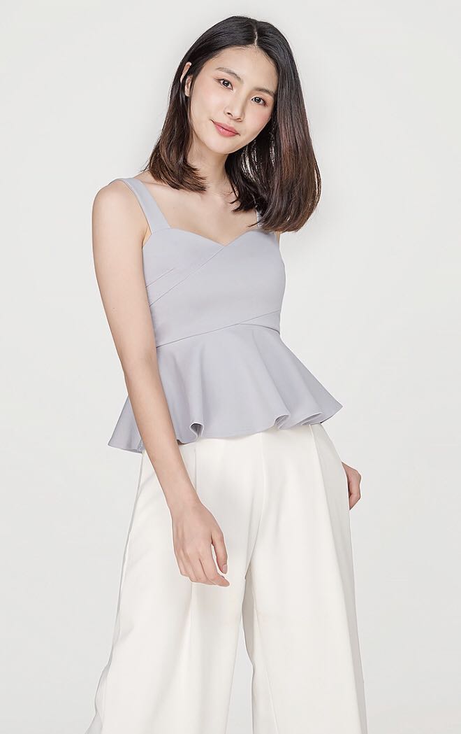 peplum top with wide leg pants