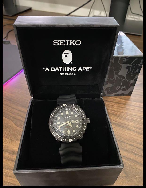 SEIKO JAPAN EDITION X BAPE AUTOMATIC MADE IN JAPAN DIVER WATCH SZEL004  LIMITED EDITION