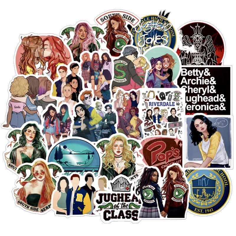 Stickers 50pc Riverdale Netflix Tv Series Mystery Archie Jughead Veronica Betty Crimes Sourhside Serpents Gang Assorted Characters Design Craft Art Prints On Carousell