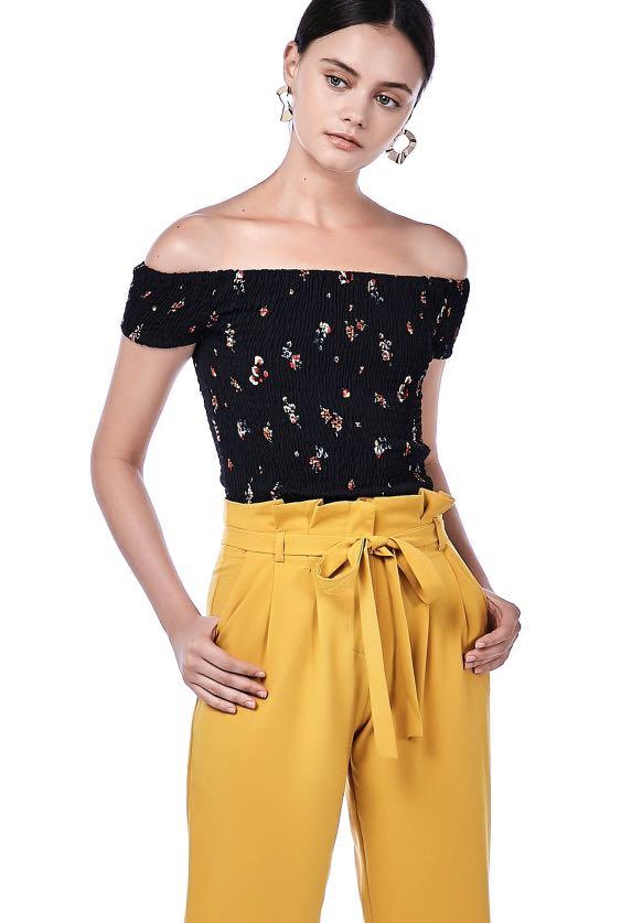 smocked bardot top
