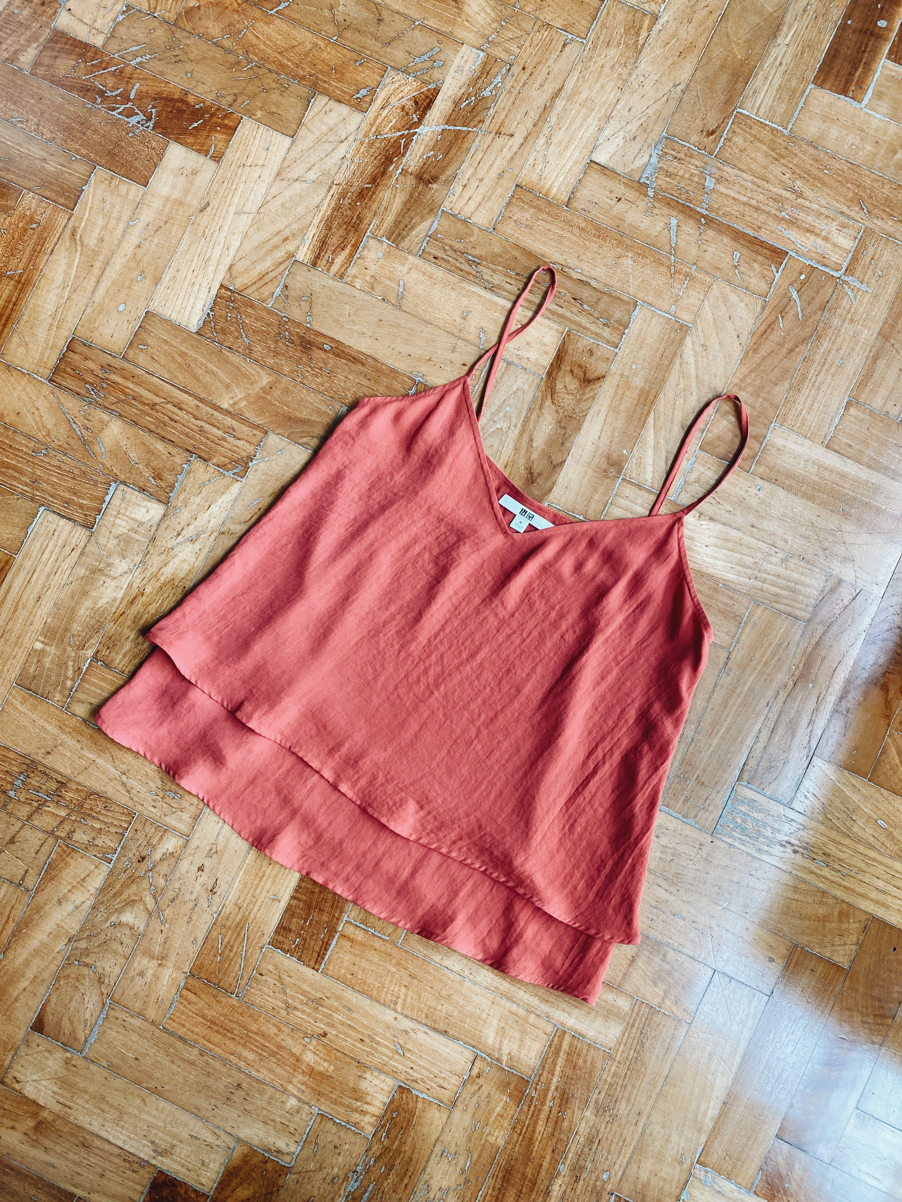 Uniqlo Burnt Orange V Neck Cami Top Women S Fashion Clothes Tops On Carousell