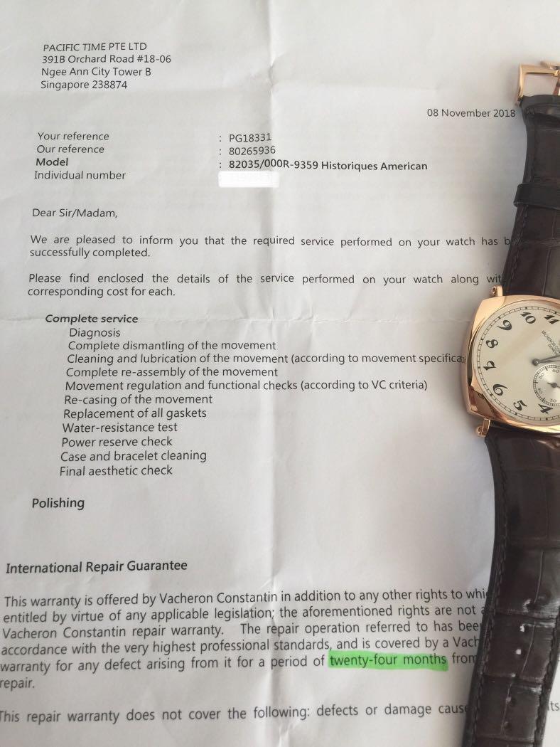 vacheron service cost