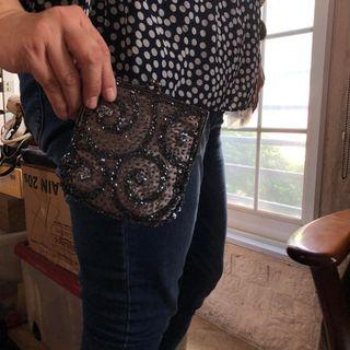 PHP 429 SALE PRICE FROM DEC 26 TO 31 ONLY / VINTAGE 60s BEADED AND SEQUINED EVENING BAG, CLUTCH WITH CHAIN SLING - PRELOVED, SELDOM USED / #mypreloveditems