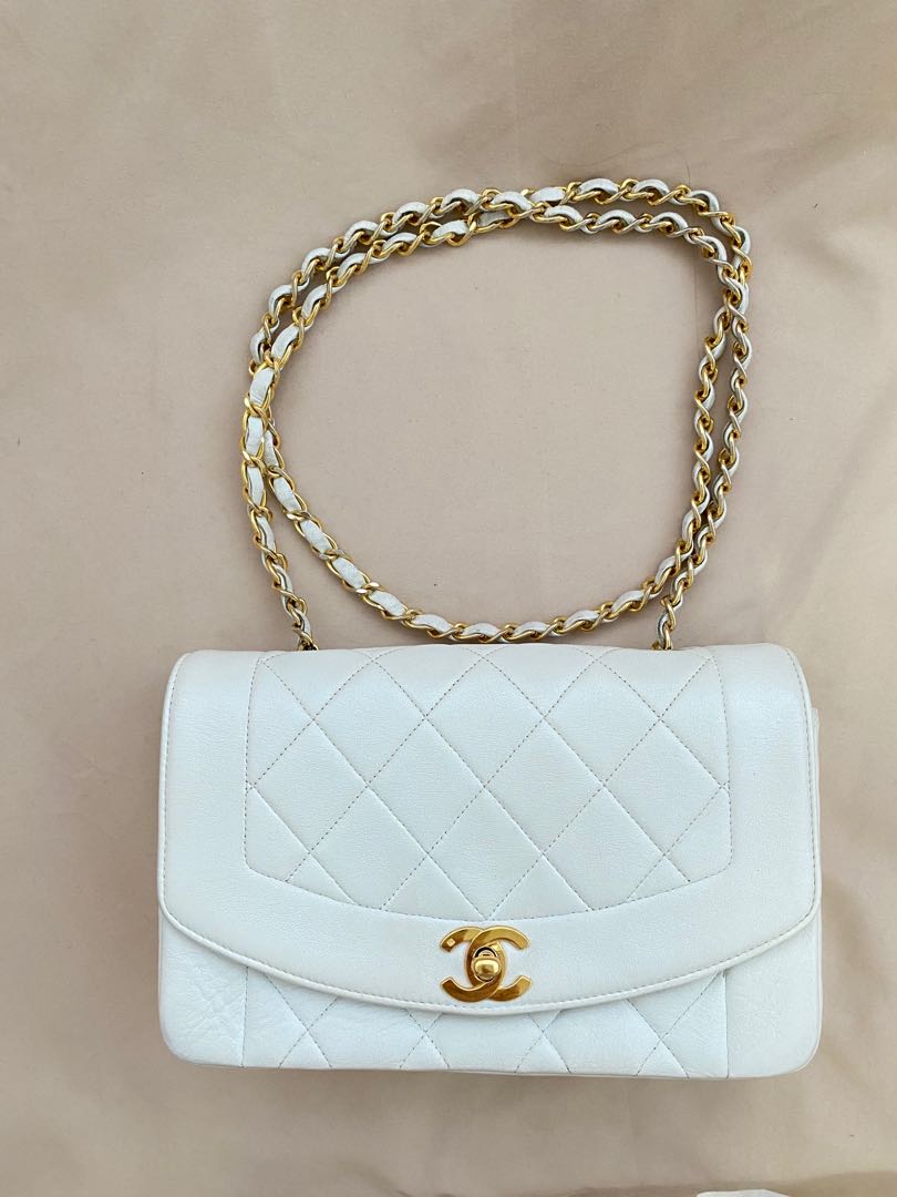 Vintage Chanel White Diana Flap Bag, Luxury, Bags & Wallets on