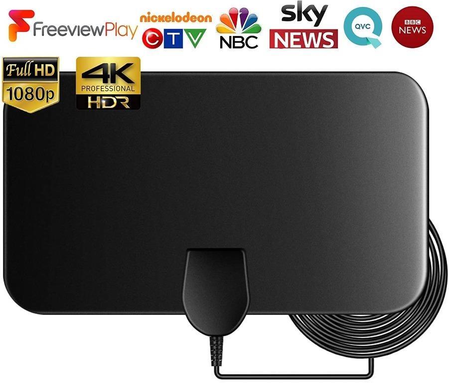 X35L9 Easing Indoor TV Aerial, 50 Miles Digital HDTV Antenna Freeview 4K  1080P HD FM VHF UHF Window Aerial for Local Channels Support ALL Television-13ft  Coax Cable, without Amplifier, Electronics, Others on