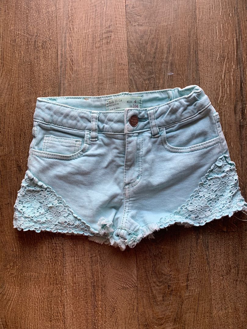 teal denim shorts