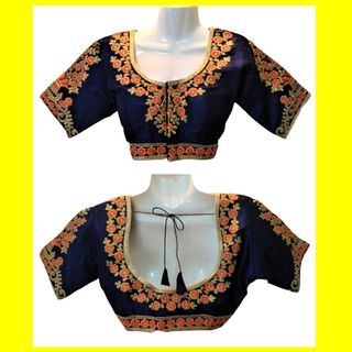 $26 CHEAPEST SAREE BLOUSE OF BROCADE SARI FABRIC LEHENGA SKIRT TOP