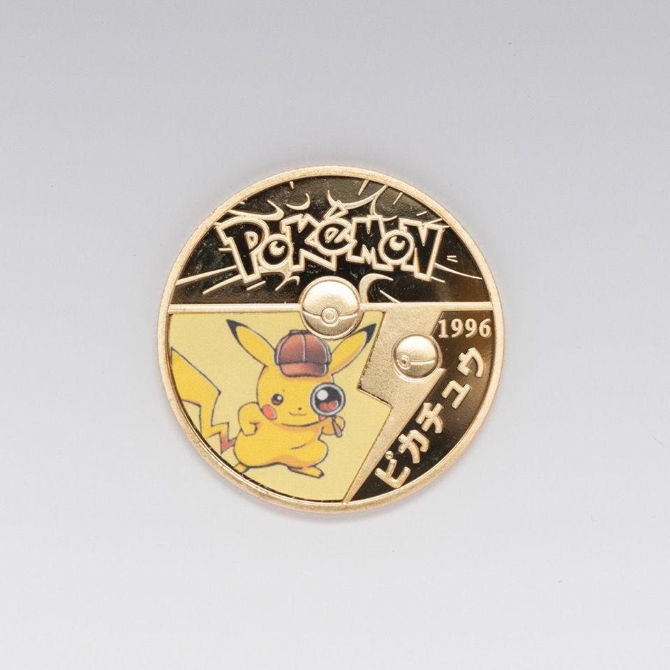 一套5款比卡超Pokemon Go 寵物小精靈鍍金紀念幣日本經典動漫激罕值得