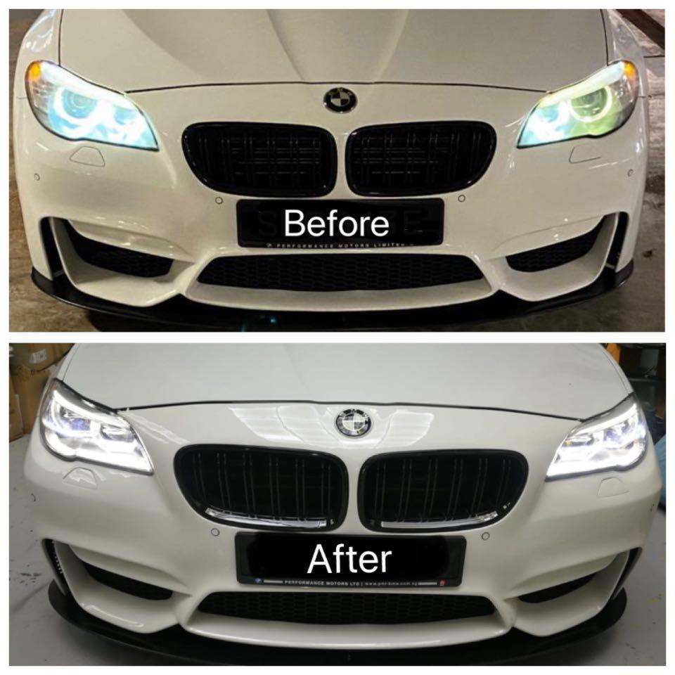 Aftermarket Retrofit Bmw F10 2013 Lci Full Led Headlights And Taillights On F10 2010 2013 Plug And Play Car Accessories Electronics Lights On Carousell
