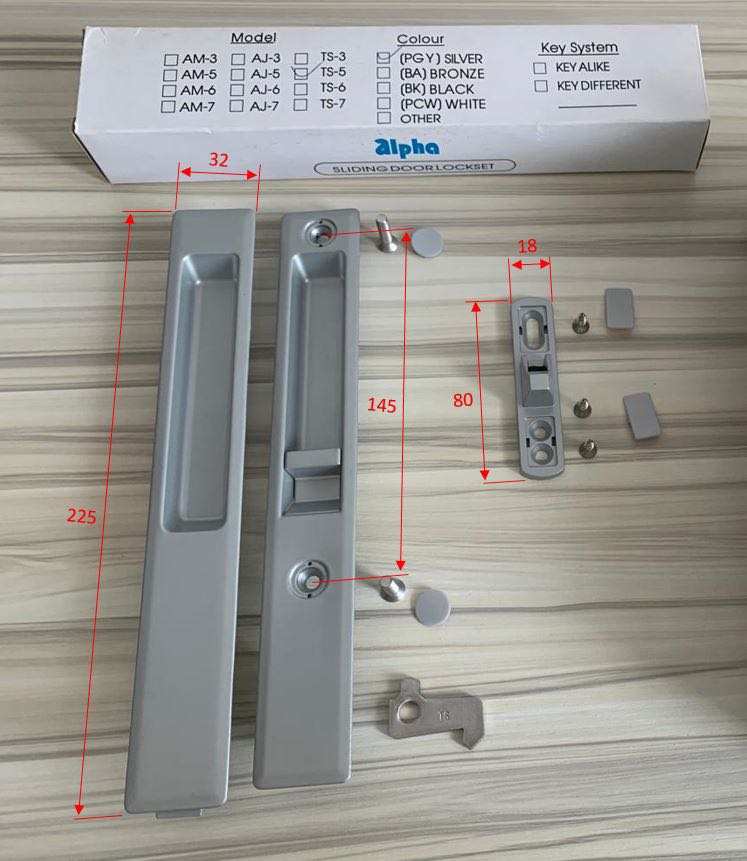 Aluminium sliding shop door lock