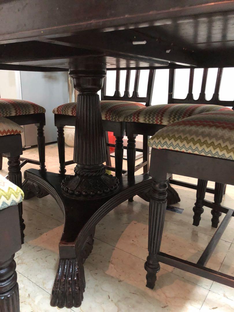 Antique original Burmese teak wood handcarved dining table, Furniture