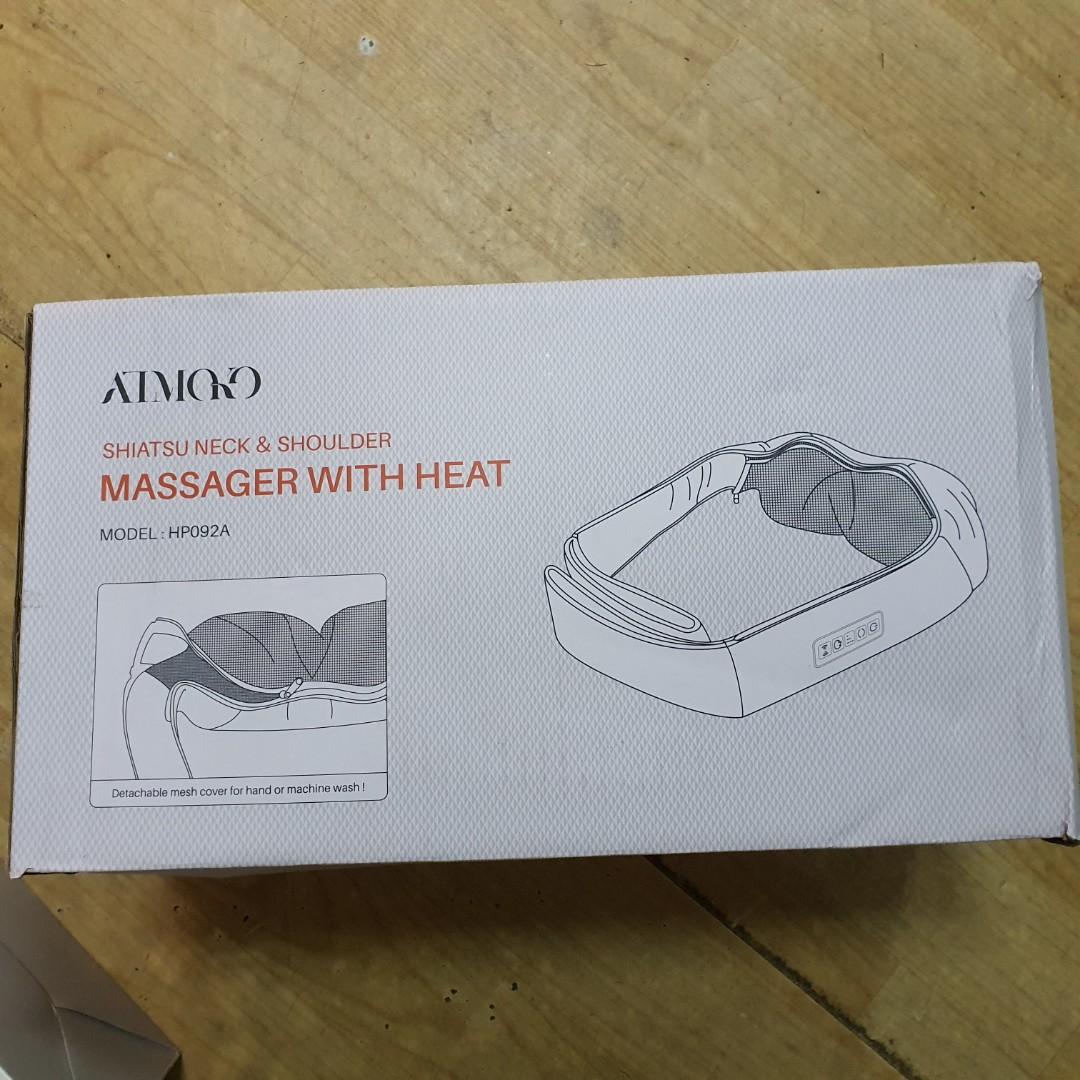 Atmoko Handsfree 4d Shiatsu Neck And Shoulder Back Massager With Heat Vibration Function 7845