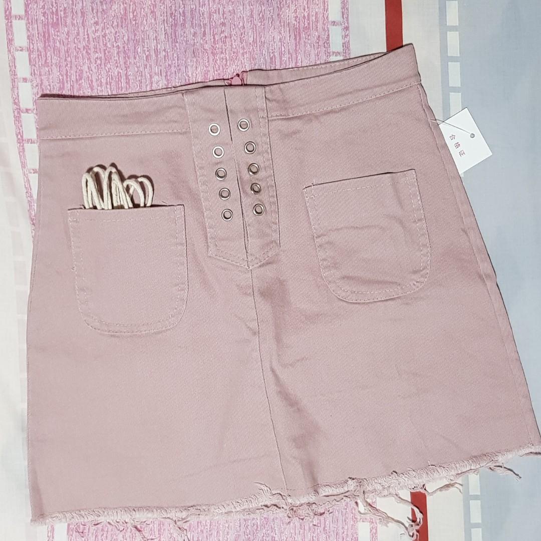pink ripped skirt