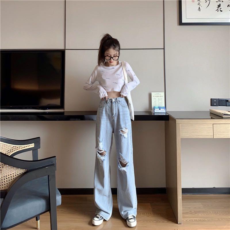 Girls baggy cheap ripped jeans