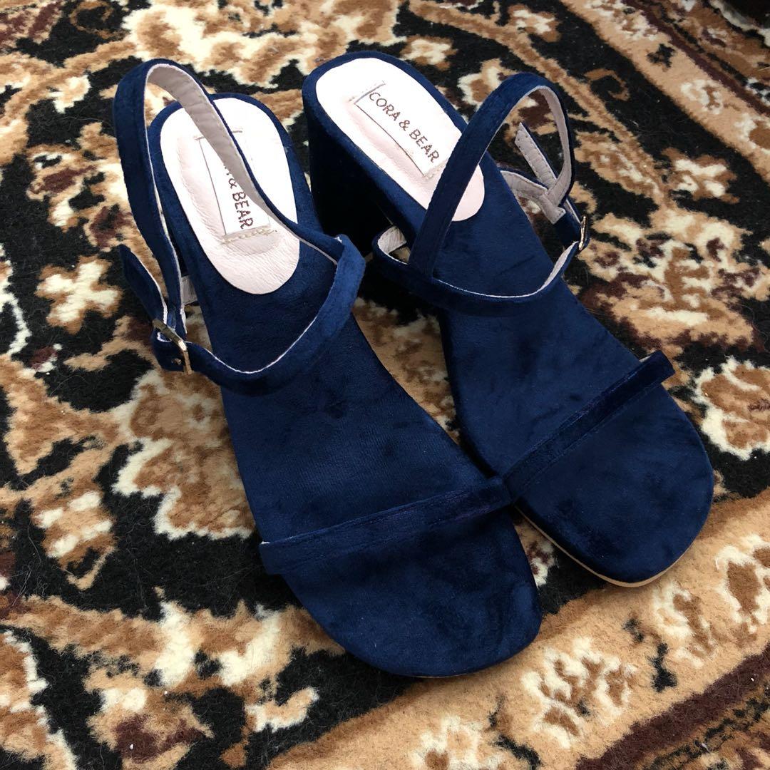 blue velvet shoes heels