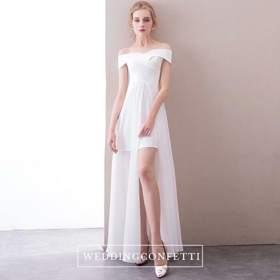 White dress with outlet chiffon overlay