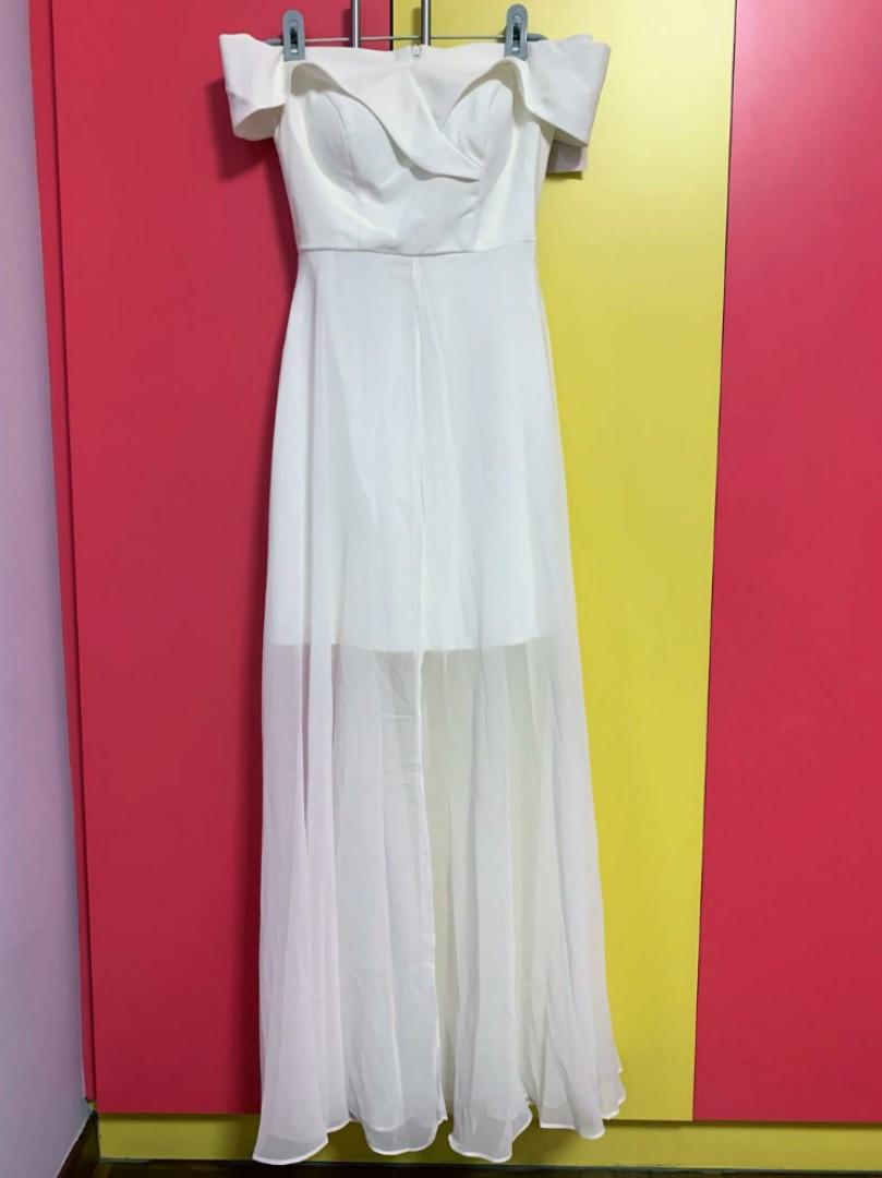 White chiffon overlay top dress