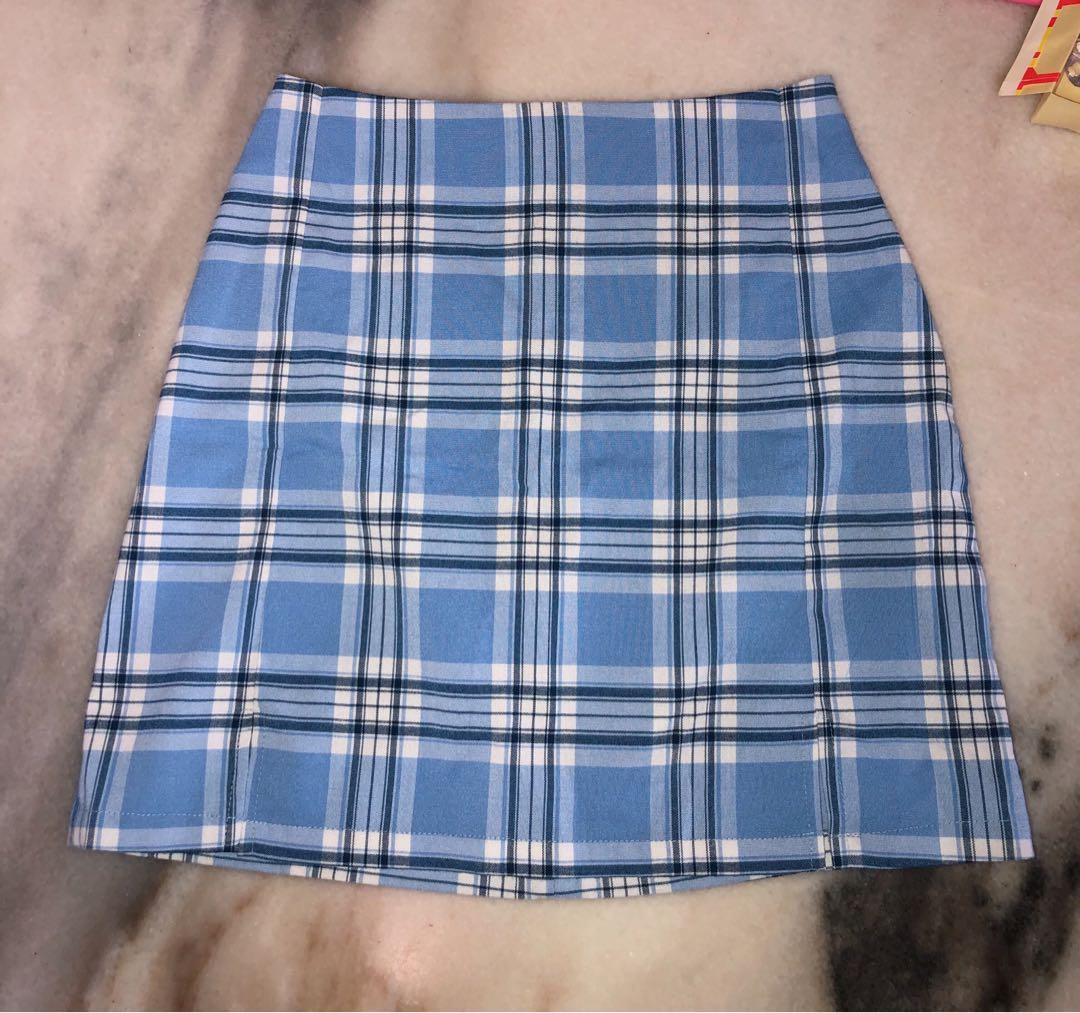Blue plaid skirt brandy melville cheap